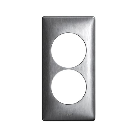 Plaque de finition Céliane Métal 2 postes pour rénovation entraxe 57mm finition Aluminium 068928 Plaque de finition Céliane Métal 2 postes pour rénovation entraxe 57mm finition Aluminium 068928