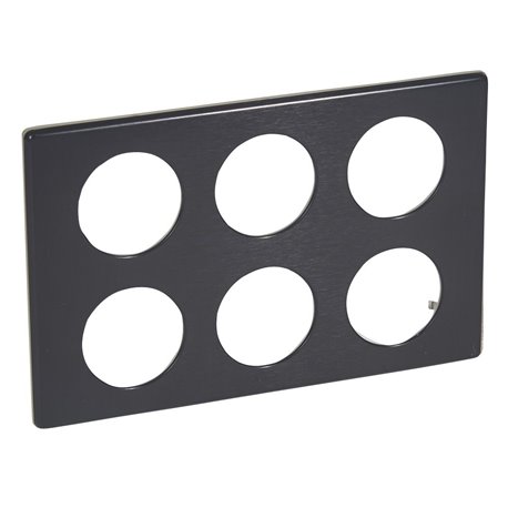 Plaque de finition Céliane Métal 2x3 postes finition Carbone 068990 Plaque de finition Céliane Métal 2x3 postes finition Carbone 068990