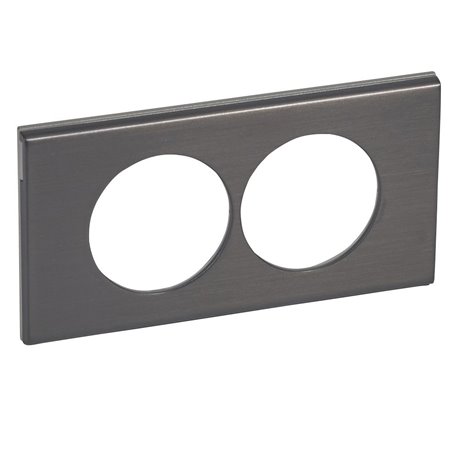 Plaque de finition Céliane Matières 2 postes pour rénovation entraxe 57mm Black Nickel 069038 Plaque de finition Céliane Matières 2 postes pour rénovation entraxe 57mm Black Nickel 069038