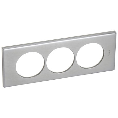 Plaque de finition Céliane Matières 3 postes pour rénovation entraxe 57mm Inox Brossé 069109