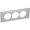 Plaque de finition Céliane Matières 3 postes pour rénovation entraxe 57mm Inox Brossé 069109