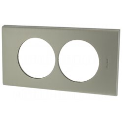 Plaque de finition Céliane Matières 2 postes pour rénovation entraxe 57mm Nickel Velours 069118