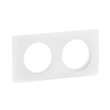 Lot de 5 plaques de finition Céliane 2 postes Blanc antimicrobien CP2602