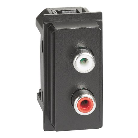 Prise double RCA Living Now 1 module noir BTKG4269R