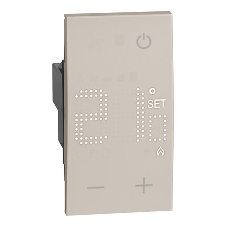Thermostat électronique avec écran rétro-éclairé Living Now 2 modules sable BTKM4441 Thermostat électronique avec écran rétro-éclairé Living Now 2 modules sable BTKM4441