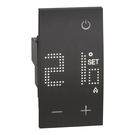Thermostat électronique avec écran rétro-éclairé Living Now 2 modules noir BTKG4441 Thermostat électronique avec écran rétro-éclairé Living Now 2 modules noir BTKG4441