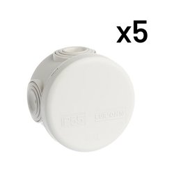 Lot de 5 boîtes de dérivation étanches Éco 960°C Ø60x40 mm 7 entrées