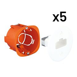 Lot de 5 boites d'applique Ø54 mm sans douille DCL prof 40 mm