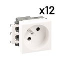 Lot de 12 prises 16A 2P+T Blanc