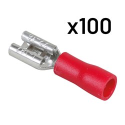 Lot de 100 Cosses femelles 2,8x0,8 mm 0,5 à 1,5 mm²