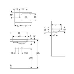 Lave-mains iCon Light 53 cm Blanc mat trou à gauche