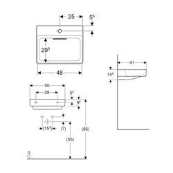 Lave-mains ONE 50 cm Avec trou de robinetterie