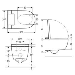 WC suspendu AquaClean Alba 375x405x565 mm Blanc alpin