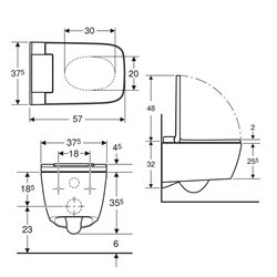 WC suspendu AquaClean Sela Square 375x400x570 mm Chromé brillant