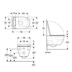 WC suspendu Acanto à fond creux caréné 355x335x530 mm