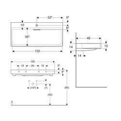 Lavabo ONE 105 cm avec trou de robinetterie sortie horizontale