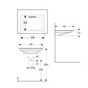 Lavabo ONE 60 cm sans trou de robinetterie horizontale