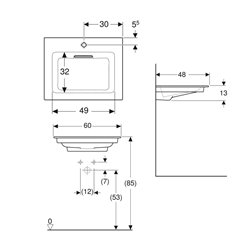 Lavabo ONE 60 cm avec trou de robinetterie horizontale