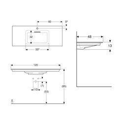 Lavabo ONE 120 cm avec trou de robinetterie horizontale