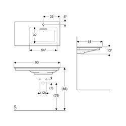 Lavabo ONE 90 cm avec trou de robinetterie horizontale