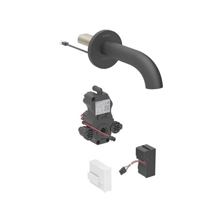 Robinetterie de lavabo Piave Noir mat sans mitigeur 17 cm sur secteur mural pour module encastrable