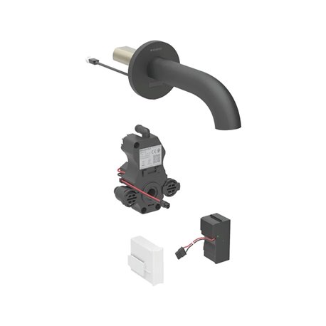 Robinetterie de lavabo Piave Noir mat sans mitigeur 22 cm sur secteur mural pour module encastrable