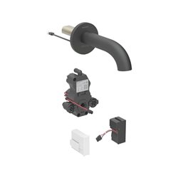 Robinetterie de lavabo Piave Noir mat avec mitigeur 22 cm sur secteur mural pour module encastrable