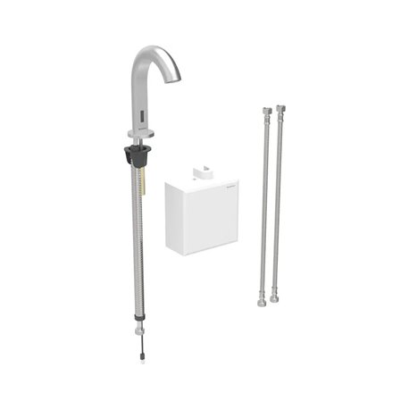 Robinetterie de lavabo Piave Acier inoxydable brossé à pile pour module apparent avec mitigeur
