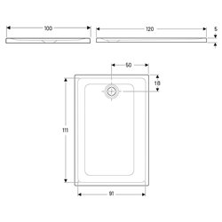Receveur de douche Renova Rectangulaire 100x120 cm