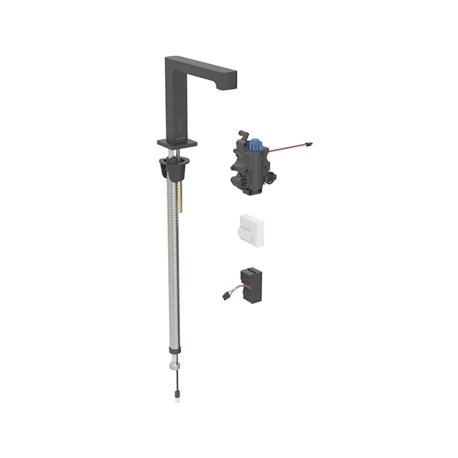 Robinetterie de lavabo Brenta Noir mat sur secteur pour module encastrable sur gorge avec mitigeur thermostatique