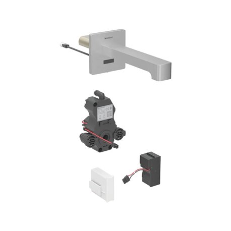 Robinetterie de lavabo Brenta Acier inoxydable 17 cm sur secteur pour module encastrable mural avec mitigeur