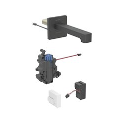 Robinetterie de lavabo Brenta Noir mat 17 cm sur secteur pour module encastrable mural avec mitigeur thermostatique