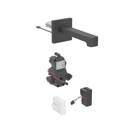 Robinetterie de lavabo Brenta Noir mat 22 cm sur secteur pour module encastrable mural avec mitigeur