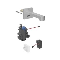Robinetterie de lavabo Brenta Acier inoxydable 22 cm sur secteur pour module encastrable mural avec mitigeur thermostatique