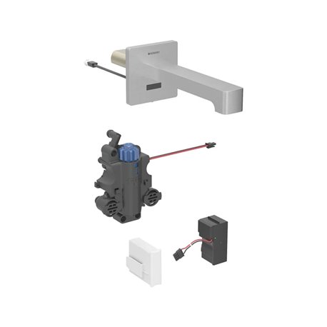 Robinetterie de lavabo Brenta Acier inoxydable 22 cm sur secteur pour module encastrable mural avec mitigeur thermostatique