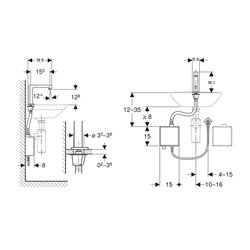 Robinetterie de lavabo Brenta Acier inoxydable à piles pour module apparent sur gorge sans mitigeur