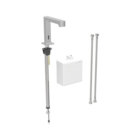 Robinetterie de lavabo Brenta Acier inoxydable à piles pour module apparent sur gorge avec mitigeur