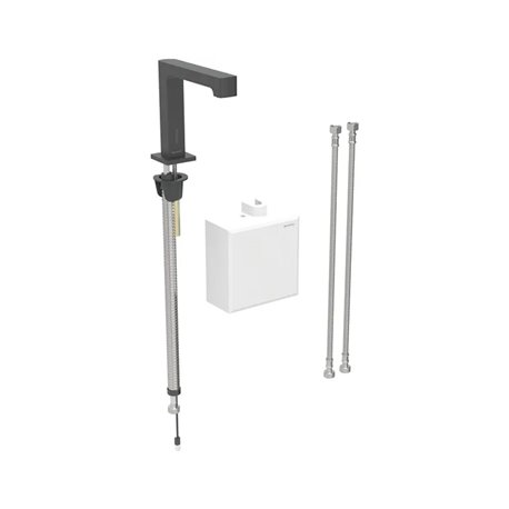 Robinetterie de lavabo Brenta Noir mat à piles pour module apparent sur gorge avec mitigeur thermostatique