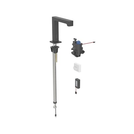 Robinetterie de lavabo Brenta Noir mat à piles pour module encastrable avec mitigeur thermostatique