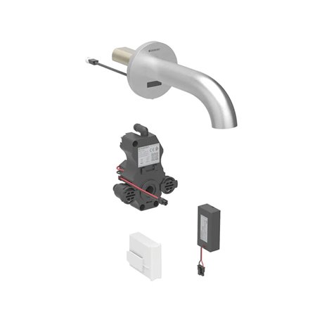 Robinetterie de lavabo Piave Acier inoxydable 17 cm à piles mural pour module encastrable sans mitigeur 
