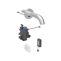 Robinetterie de lavabo Piave Acier inoxydable 17 cm à piles mural pour module encastrable avec mitigeur thermostatique