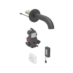 Robinetterie de lavabo Piave Noir mat 22 cm à piles mural pour module encastrable avec mitigeur 