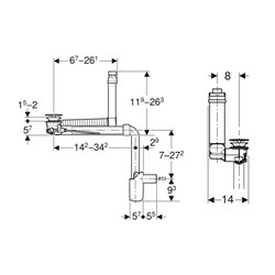 Évacuation de lavabo Ø32 mm avec déclenchement par levier et recouvrement de soupape
