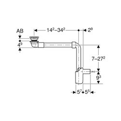 Évacuation de lavabo Ø40 mm à écoulement libre et recouvrement de soupape