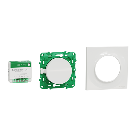 Kit actionneur micro-module avec interrupteur et plaque Odace S520192K Blanc Kit actionneur micro-module avec interrupteur et plaque Odace S520192K Blanc