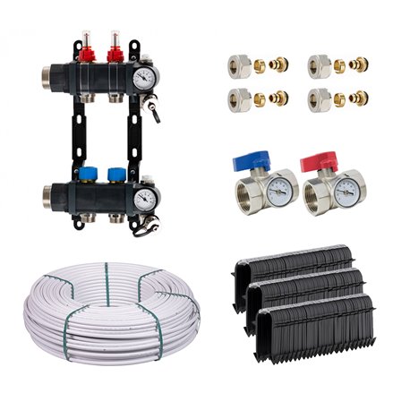 Kit plancher chauffant hydraulique John Guest Underfloor Multicouche 30 m² Collecteur Polyamide