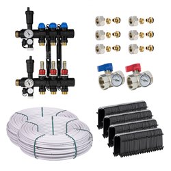 Kit plancher chauffant hydraulique John Guest Underfloor Multicouche 40 m² Collecteur Polyamide