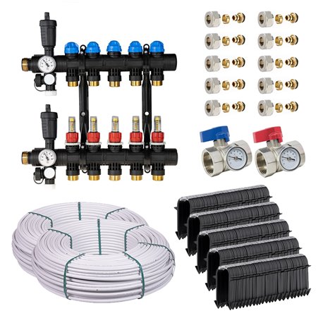 Kit plancher chauffant hydraulique John Guest Underfloor Multicouche 70 m² Collecteur Polyamide