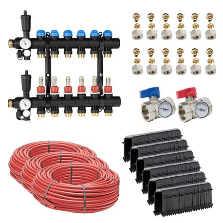 Kit plancher chauffant hydraulique John Guest Underfloor PER BAO 80/90 m² Collecteur Polyamide