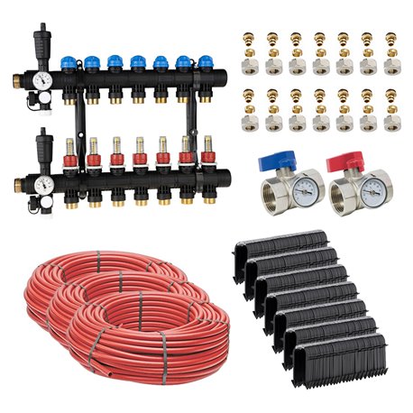 Kit plancher chauffant hydraulique John Guest Underfloor PER BAO 100 m² Collecteur Polyamide
